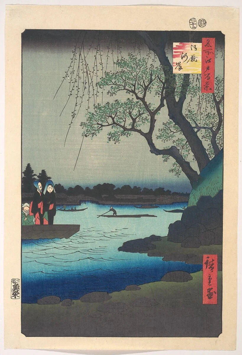名所江戸百景 御厩河岸|Ommayagashi, Sumida River, detail