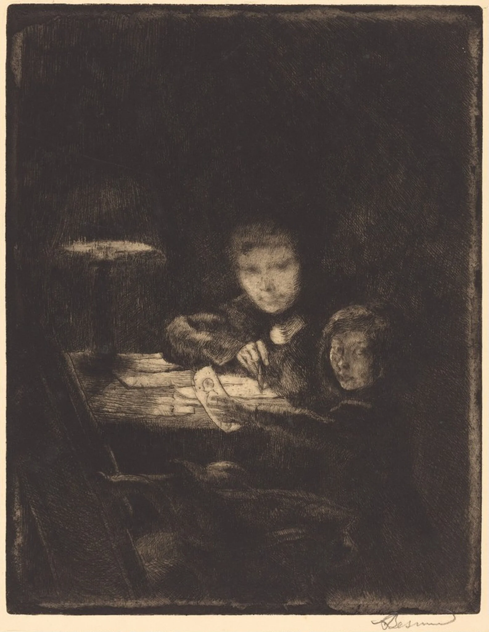 By the Lamp (Sous la Lampe), detail