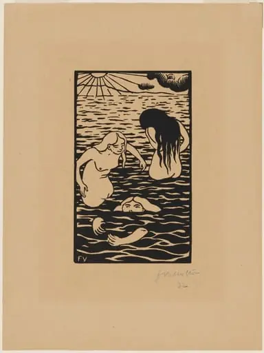 Three Bathers, by Félix Vallotton, ink, 1894