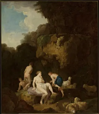 Nymphs in a grotto, by Christian Wilhelm Ernst Dietrich, oil, 1753
