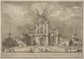The Seconda Macchina for the Chinea of 1755: A Royal Hunting Lodge, by Giuseppe Vasi, ink, 1755