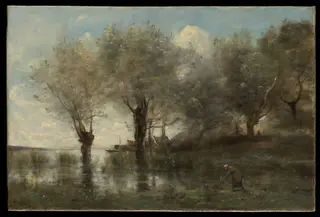 A Pond in Picardy, by Jean Baptiste Camille Corot, oil, 1867
