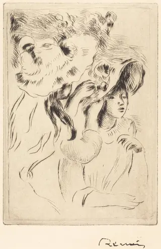 The Hat Pin (Le chapeau epingle), by Pierre-Auguste Renoir, ink, 1894