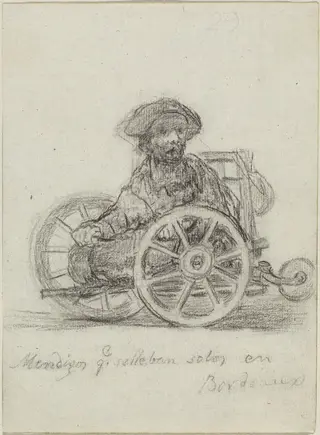 Mendigos que se llevan solos en Bordeaux (Beggars Who Get about on Their Own in Bordeaux), by Francisco de Goya, chalk, 1826