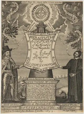 Title Page to John Gauden's Hieraspistes, by Thomas Cross, ink, 1653