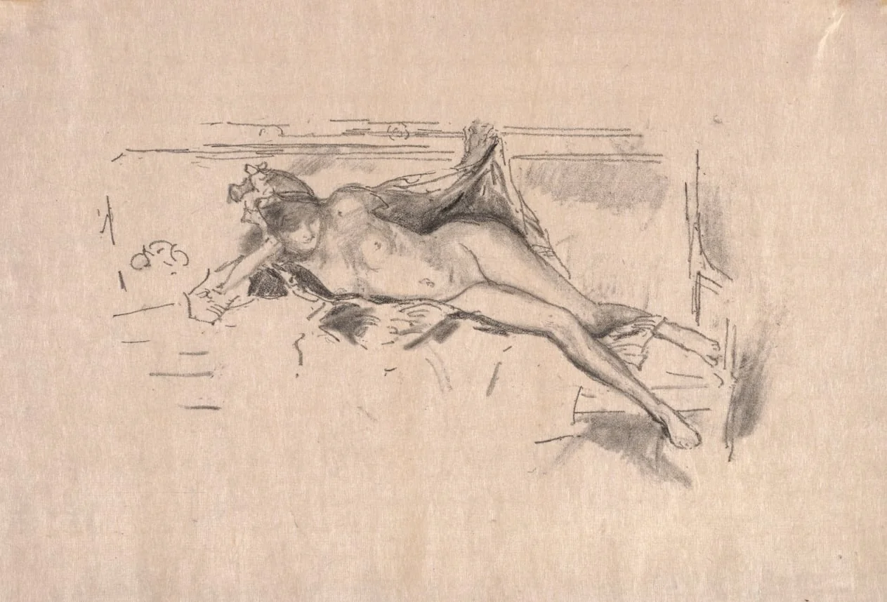 Nude Model Reclining, detail