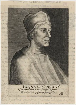 John Colet, Dean of Saint Paul's, by Magdalena van de Passe, ink, 1620