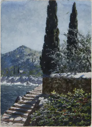 Landscape motif from Lovran (III), by Stanisław Ignacy Witkiewicz, gouache, 1905