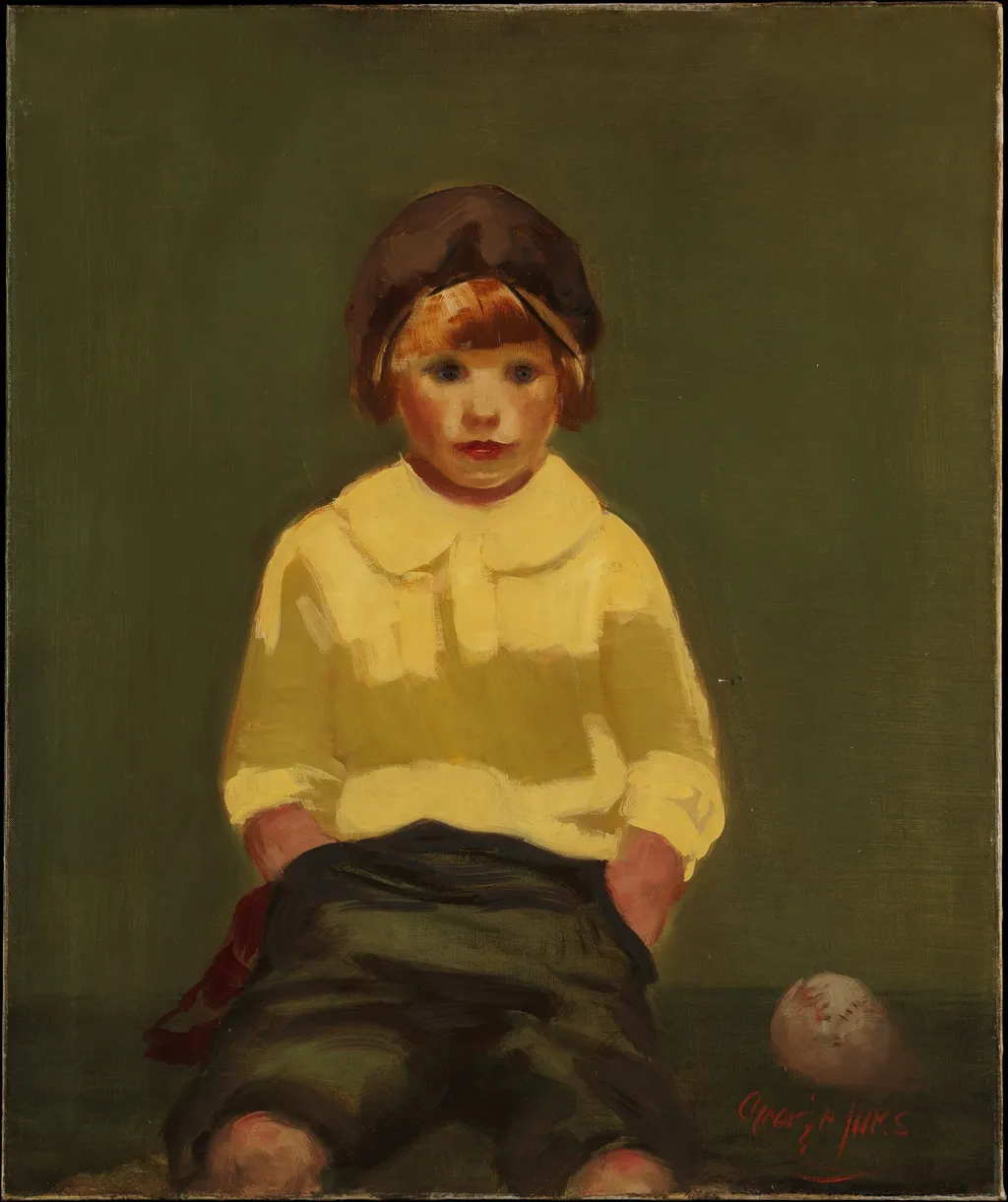 Boy with Baseball, by George Luks, oil, 1925
