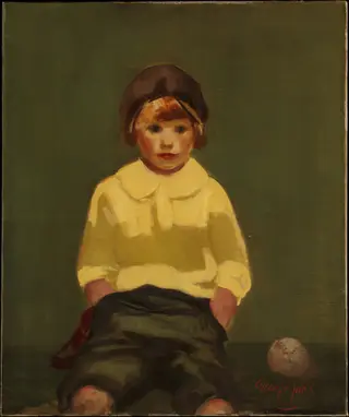 Boy with Baseball, by George Luks, oil, 1925