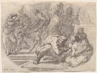 The Generosity of Empress Pulcheria, by Johann Christoph Storer, chalk, 1644