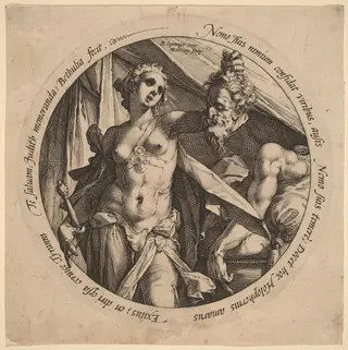 Judith with the Head of Holofernes, by Hendrick Goltzius, ink, 1586