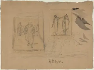 Scene in a Palace of Justice, by Honoré Daumier, chalk, 1844