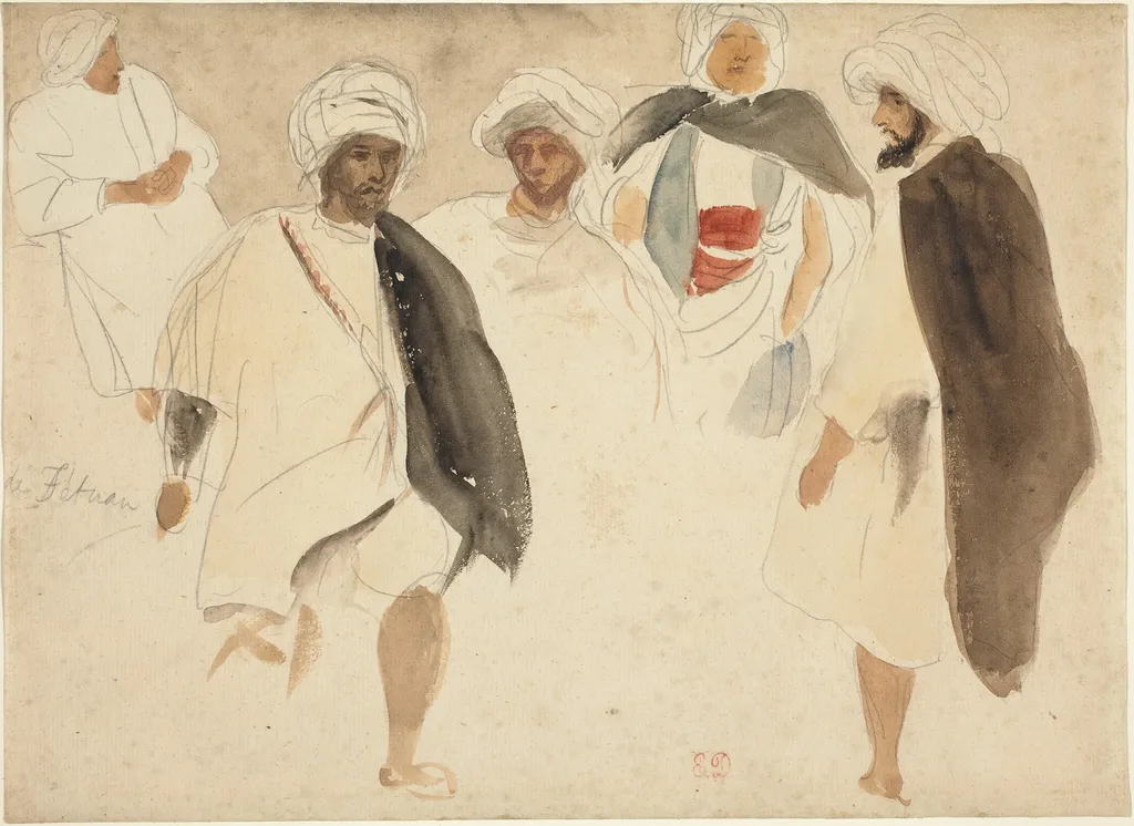 Study of Arabs, by Eugène Delacroix, graphite, 1830