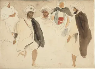 Study of Arabs, by Eugène Delacroix, graphite, 1830
