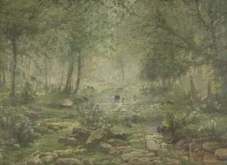 Woodland near Bertogne, by Adriaan Jozef Heymans, oil, 1875