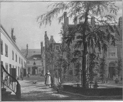The Leprozenhuis ('lazar house') in Amsterdam as seen from the big courtyard; to the left the roof of the Portuguese Synagogue, detail