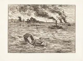 Steam Boats (Les Bateaux a vapeur), by Charles François Daubigny, ink, 1862