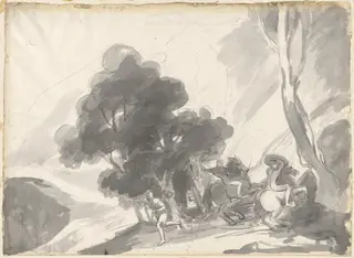 Troilus and Cressida, Act IV, Scene V: The Fight Between Hector and Ajax II, by George Romney, graphite, 1790