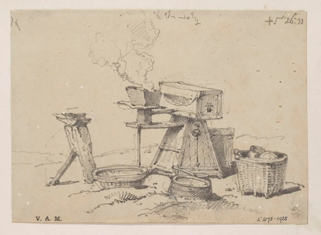 A Chinese blacksmith's equipment, by George Chinnery, 16