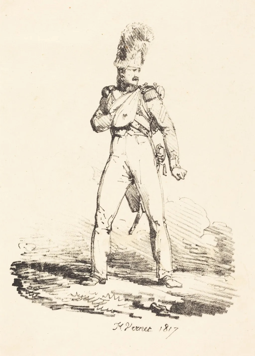 Grenadier, by Horace Vernet, ink, 1817
