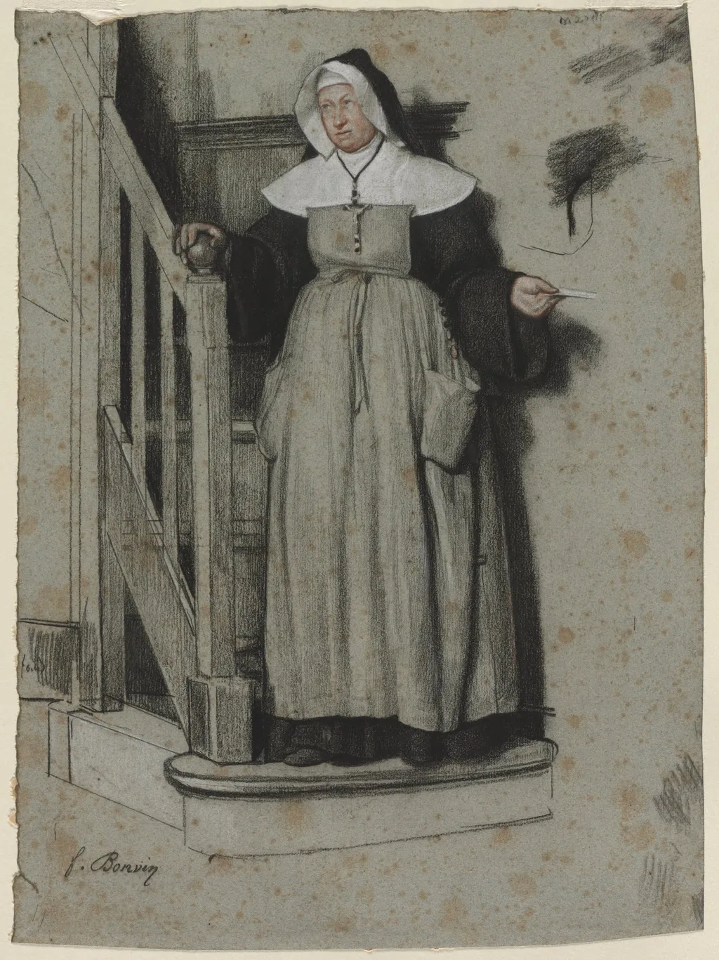 The Letter of Admission, Interior of a Convent, by François Bonvin, 1867