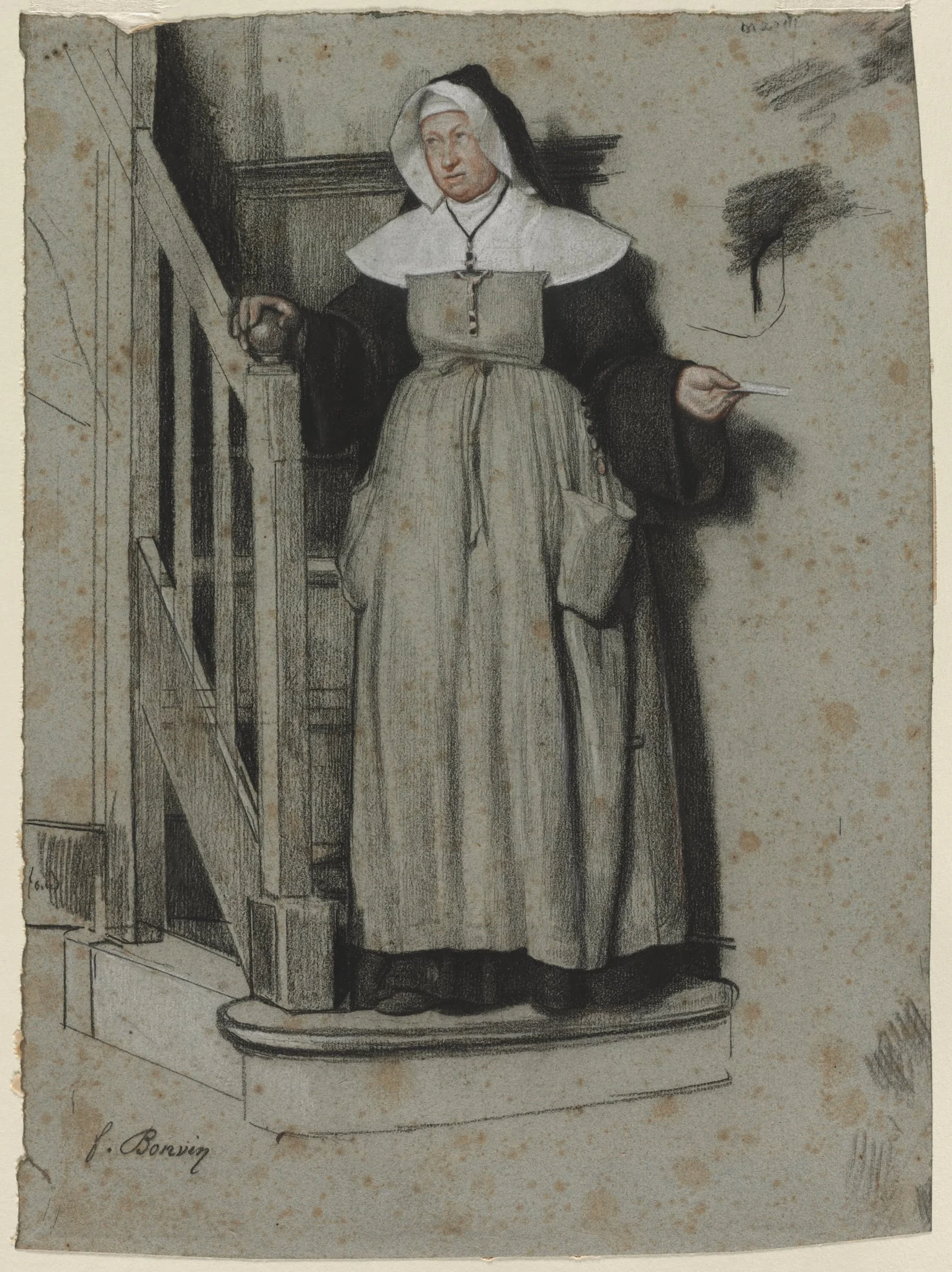 The Letter of Admission, Interior of a Convent, detail