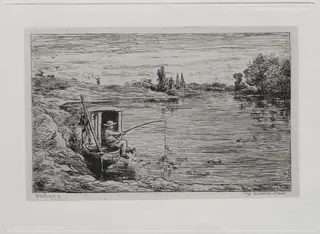 The Boat Trip:  The Cabin Boy Fishing (Line Fishing), by Charles François Daubigny, 1861
