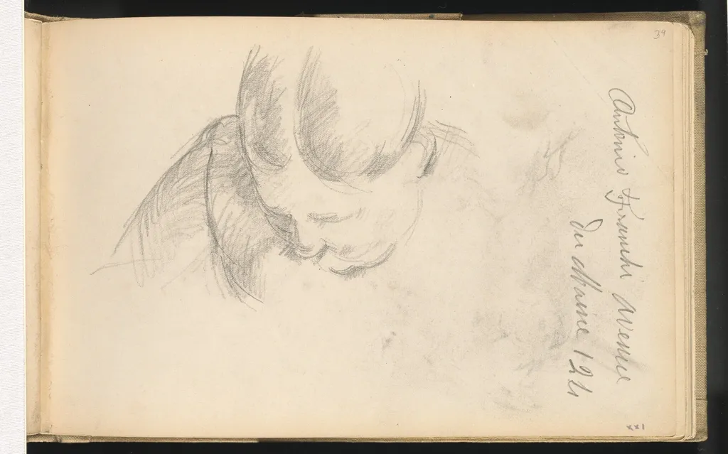 Woman Leaning Forward, by Paul Cézanne, graphite, 1890