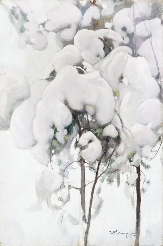 Snow-Covered Pine Saplings, by Pekka Halonen, tempera, 1900