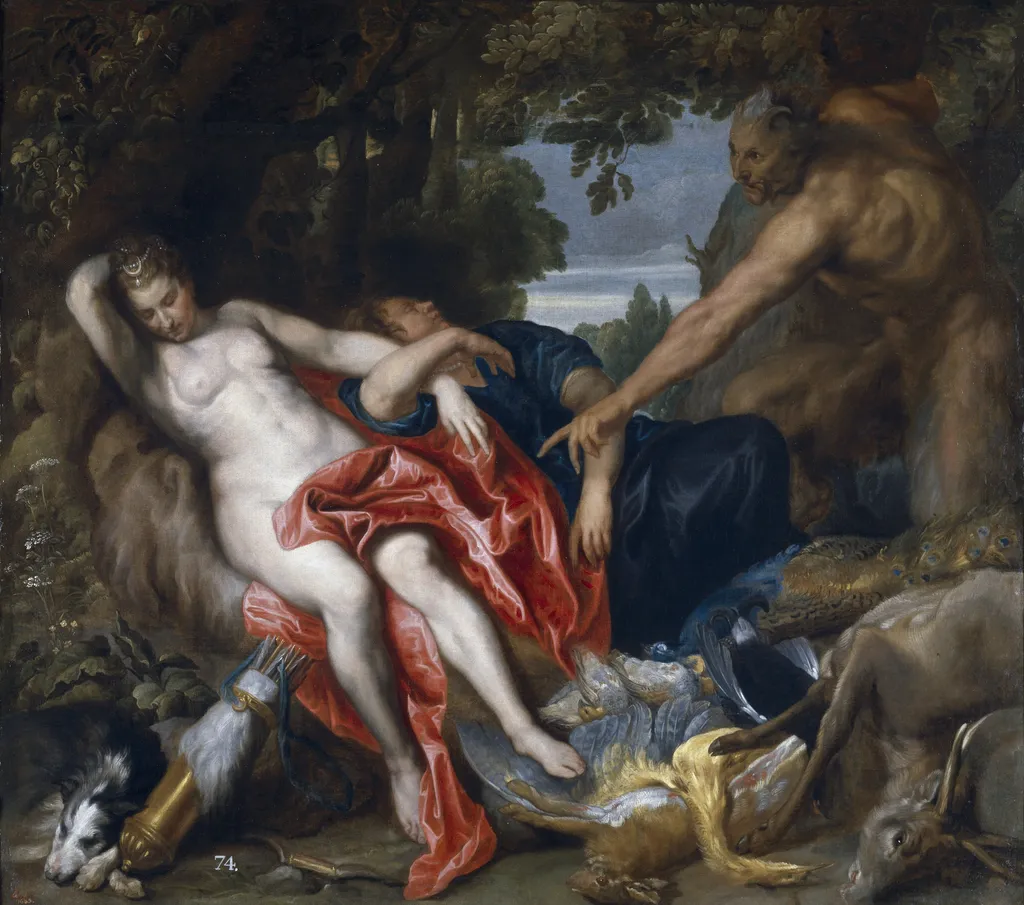 Diana and a Nymph Surprised by a Satyr, by Anthony van Dyck, oil, 1622
