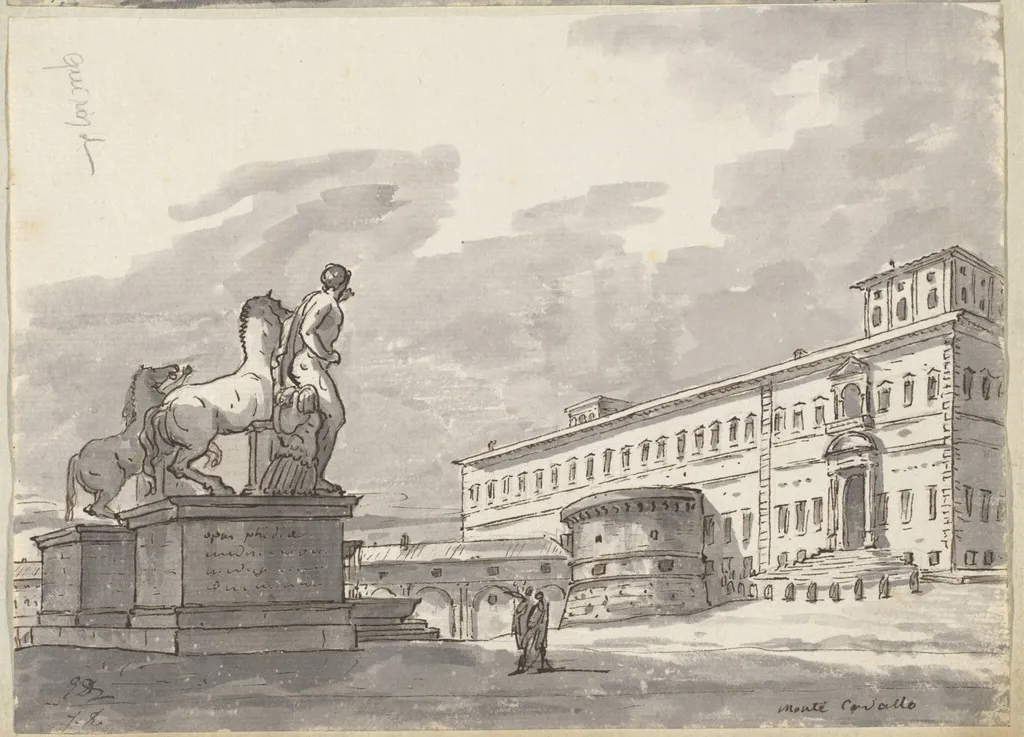 Monte Cavallo, with the Horse Tamers, by Jacques-Louis David, ink, 1778