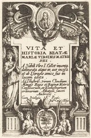 Frontispiece for "The Life of the Virgin", by Jacques Callot, ink, 1634