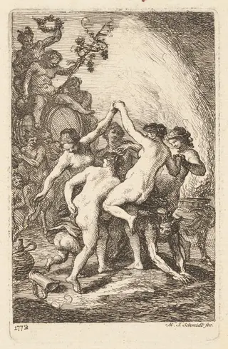 The Triumph of Bacchus with Dancing Nymphs, by Martin Johann Schmidt, ink, 1773