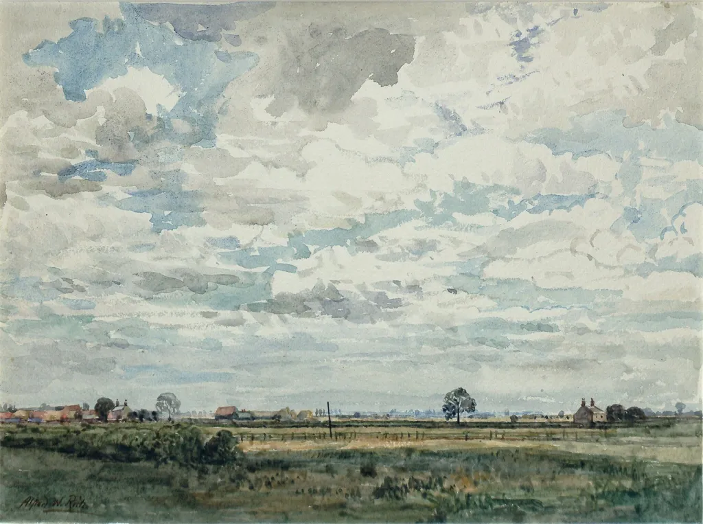 Near St. Ives, Huntingdonshire, by Alfred Rich, watercolor, 1880