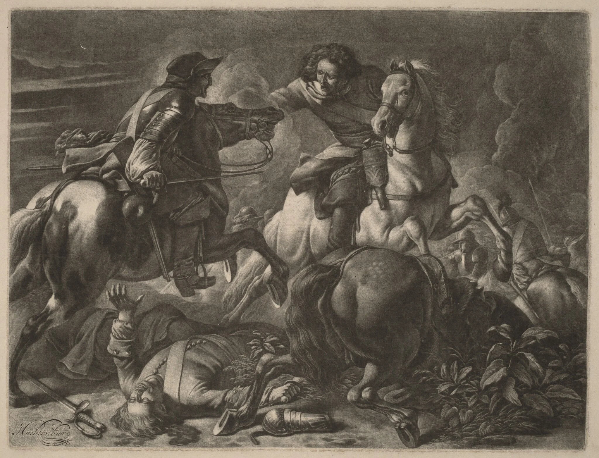 Two Fighting Horsemen, detail