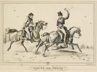 Scenes of Daily Life, Roads and Paths: Mail Route (Scènes de la vie quotidienne, Route et Chemins: Route de Poste), by Carle Vernet, 1817