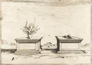Two Hearts, by Jacques Callot, ink, 1628