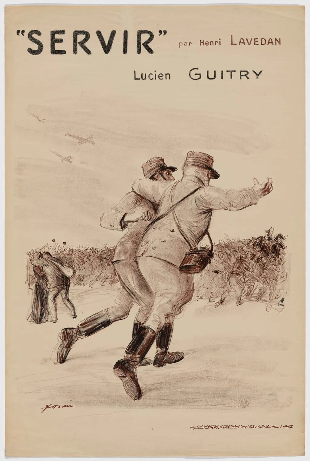 Servir (To Serve), by Jean-Louis Forain, ink, 1913