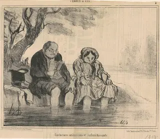 Une lecture intéressante et rafraichissante, by Honoré Daumier, ink, 1854