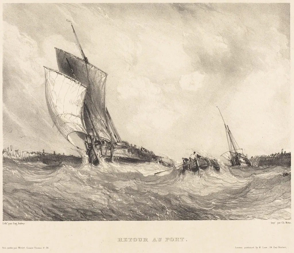Retour au port, by Eugène Isabey, ink, 1833
