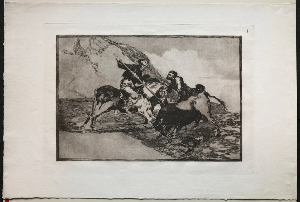 Bullfights: The Way in Which the Ancient Spaniards Hunted Bulls on Horseback in the Open Country, detail