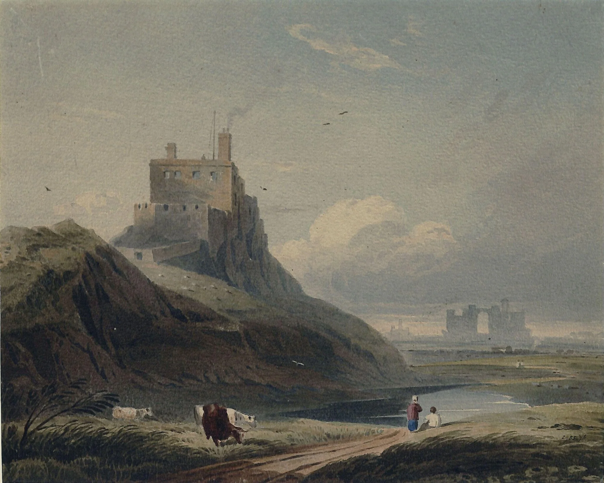 Castle at Holy Island, and Lindisfarne Abbey, detail