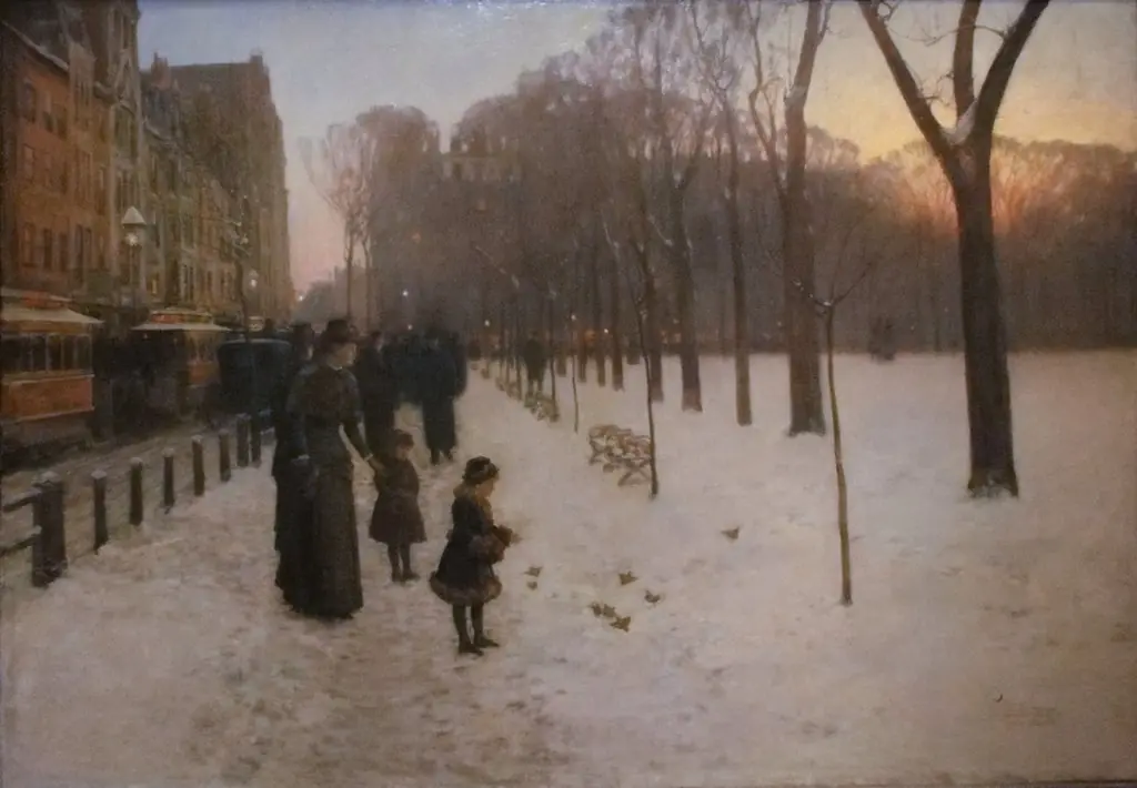 Boston Common at Twilight, by Childe Hassam, oil, 1893