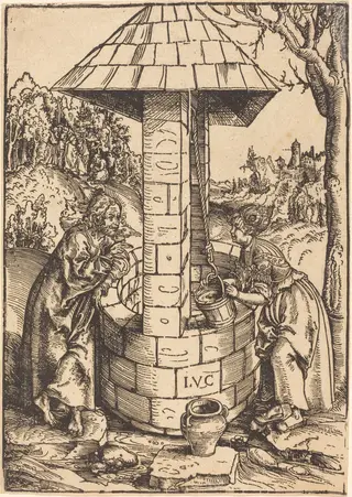 Christ and the Woman of Samaria, by Lucas Cranach the Elder, ink, 1512