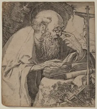 Saint Jerome, by Annibale Carracci, ink, 1584
