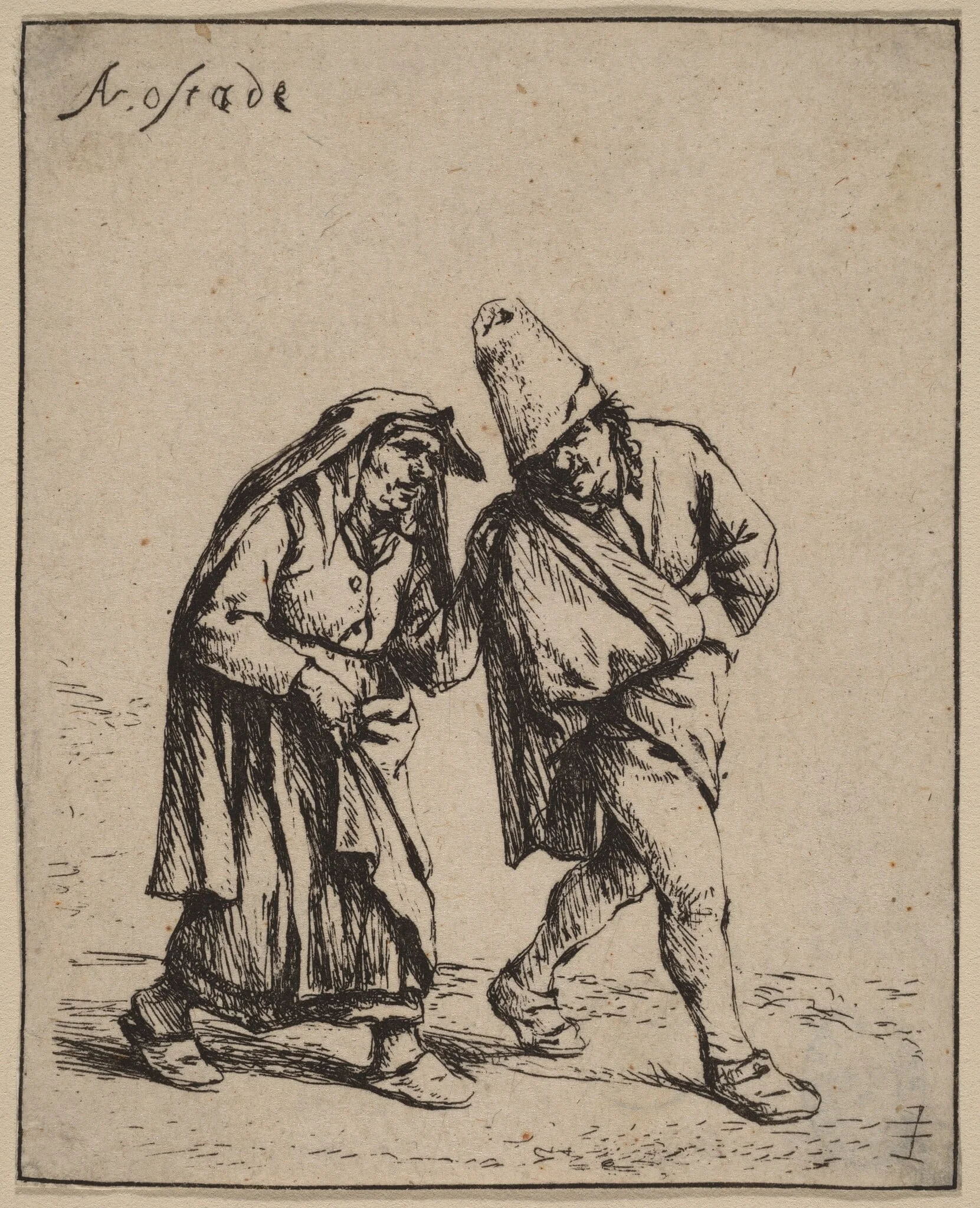 Peasant Couple Walking, detail