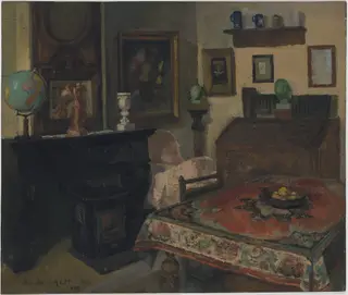 Interieur met wieg, by Jan de Smedt, unspecified, 1942