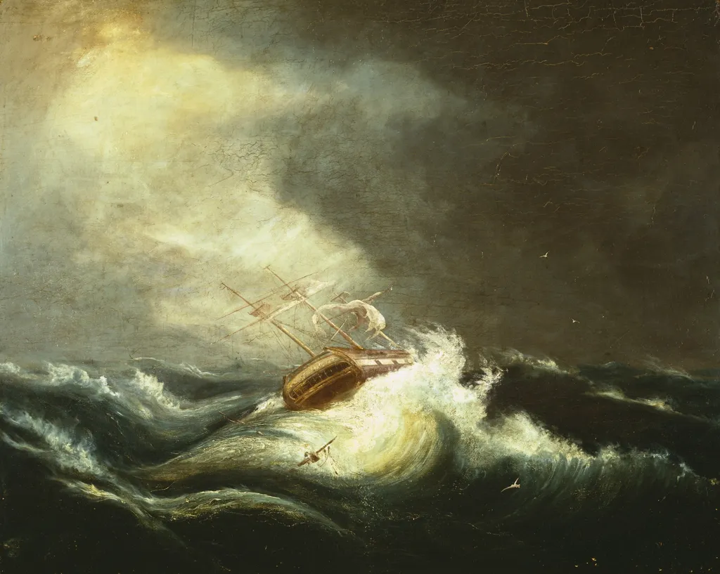 Ship in Storm, by Chester (Charles) Harding, unspecified, 1823