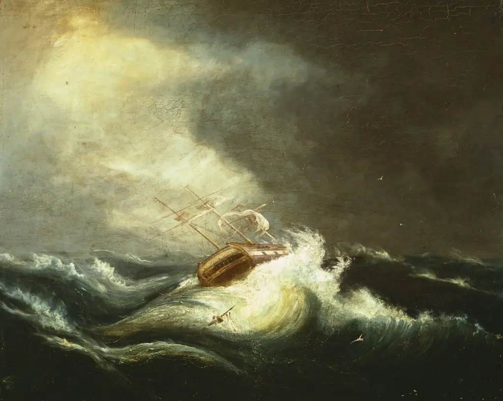 Ship in Storm, by Chester (Charles) Harding, unspecified, 1823